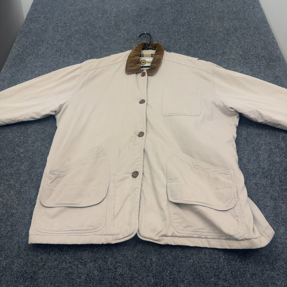 Vintage Colebrook & Co Jacket Mens 2X Beige Cotton Quilted Corduroy Workwear